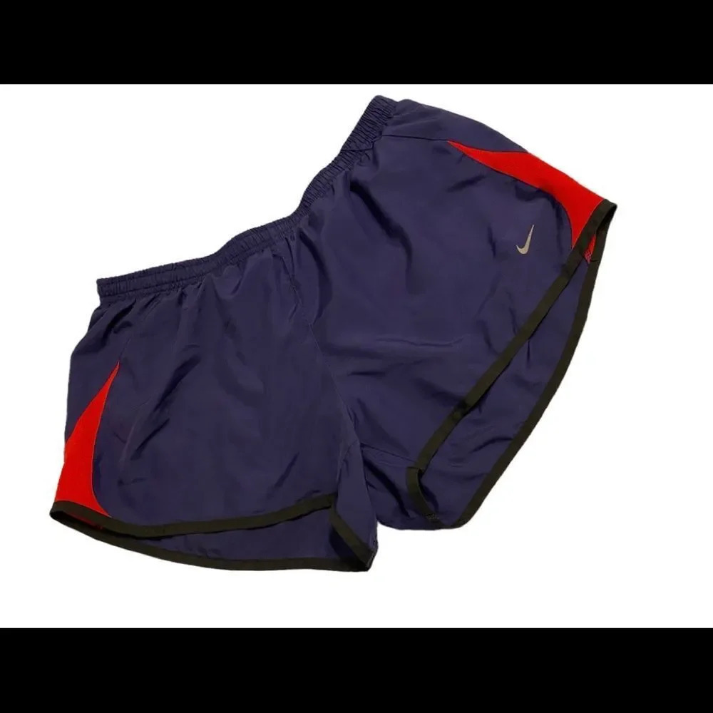 Nike Women's Navy Blue and Red Athletic Shorts